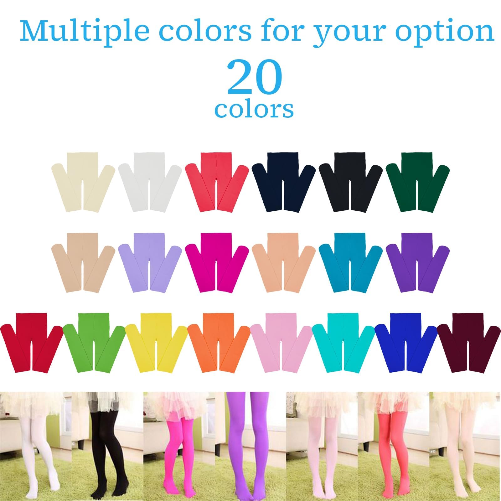 Collant da danza per ragazze, 20 colori, per uniforme scolastica, danza sportiva, ad alte prestazioni, in morbida microfibra, leggero, elastico, opaco