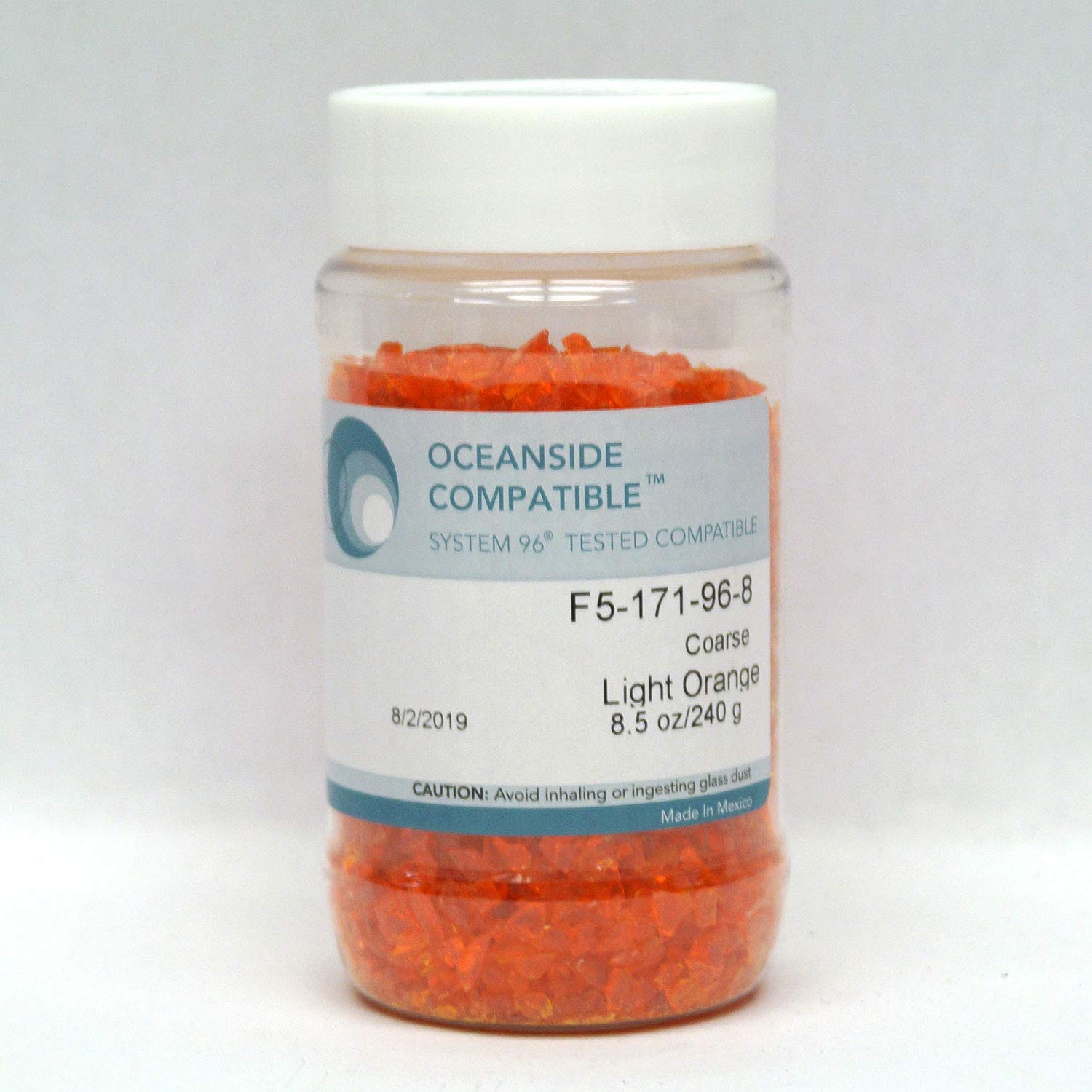 8.5 Oz Light Orange Transparent Coarse Frit - 96 Coe