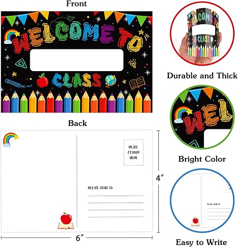 Miniatura 7 de WaaHome Postales de bienvenida para estudiantes, 30 postales de regreso a clases, postales personalizadas con nombre para profesores, 4 x 6