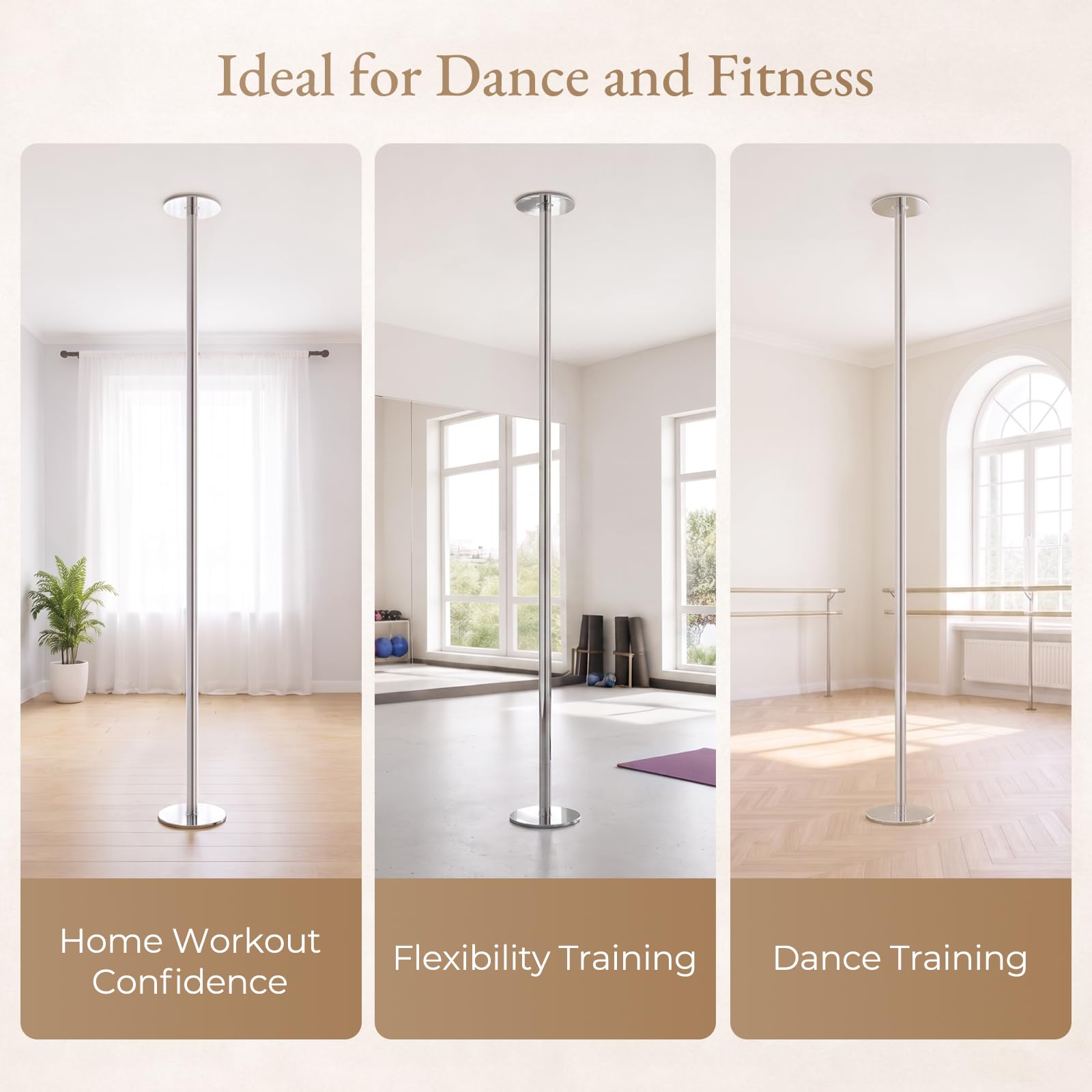 Leogreen Barre de Pole Dance 45 mm Barre de Pôle Dance Professionnelle | Hauteur Réglable, Statique et Rotative, Charge maximale 200 Kg, pour Danse Exercise Fitness