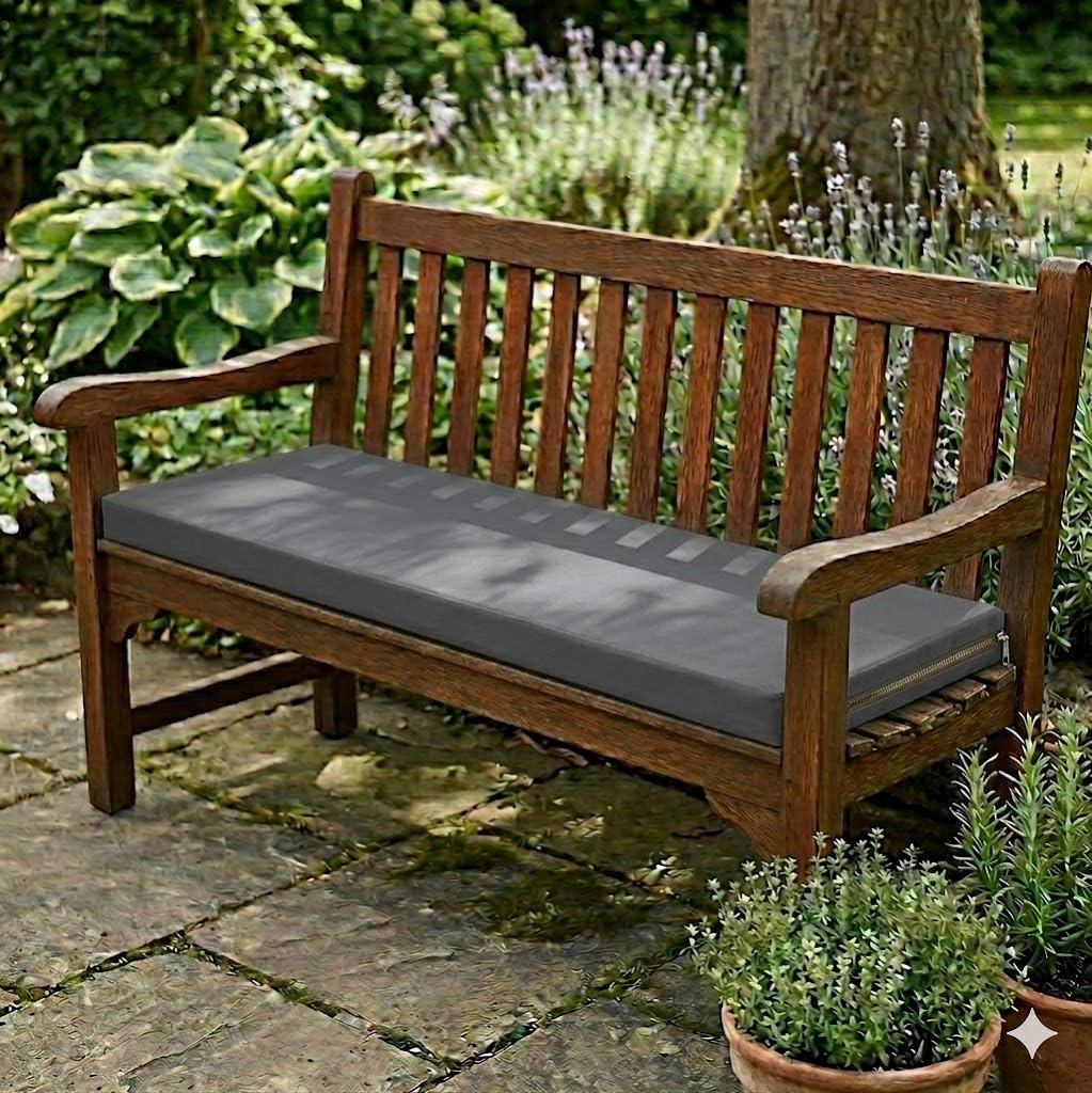 Goldstar Beddings Premium Garden Bench Cushion - 2 & 3 Seater Foam Seat Pad for Indoor/Outdoor Use (Charcoal, 2 Seater 15 x 45 x 2) — image 1