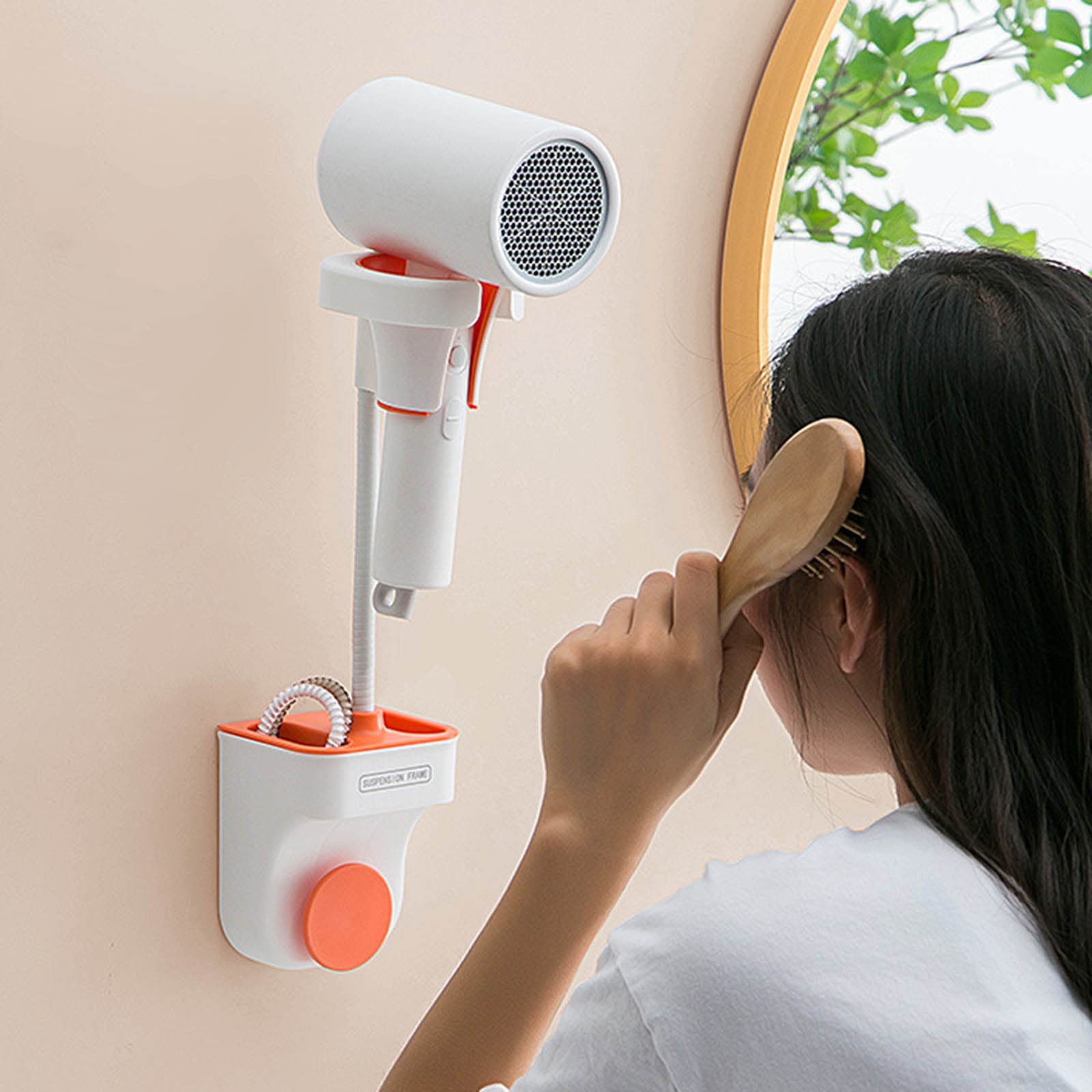 Zkbszn Wall Mounted Hair Dryer Rack Shower for Head Holder with Storage Box and Hook for Home Kitchen Bedroom Bathroom Holders