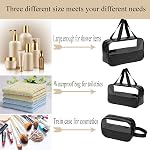 Sacs de toilette de voyage, 3 Taille différente Sac de maquillage de voyage étanche transparent Sac cosmétique Organisateur de voyage Zippered Transport sur la poche pour les vacances, salle de bains, avion (noir)
