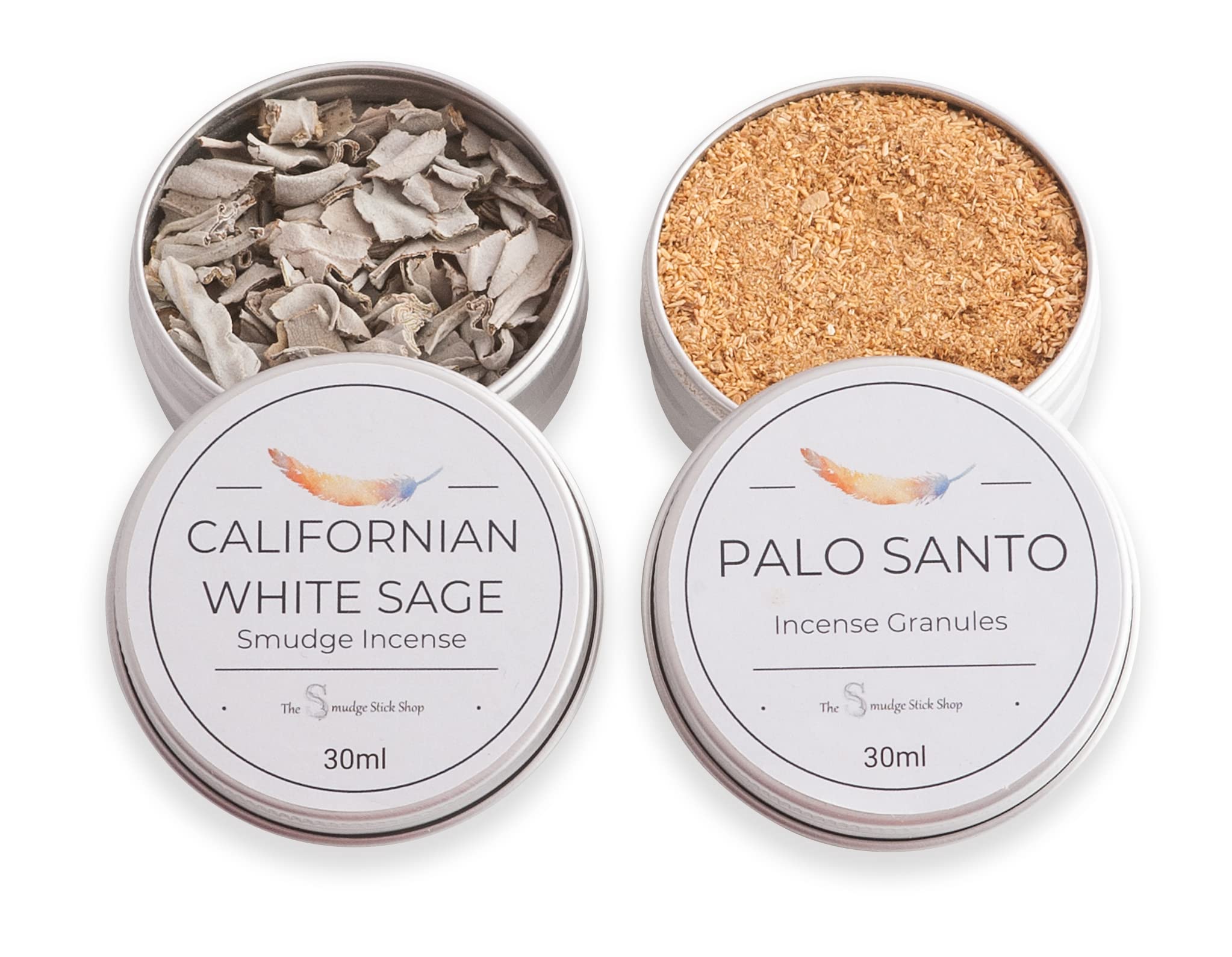 Fresh Incense Tin Kit Collection of 2 in 30ml Tins (Californian White Sage and Palo Santo)