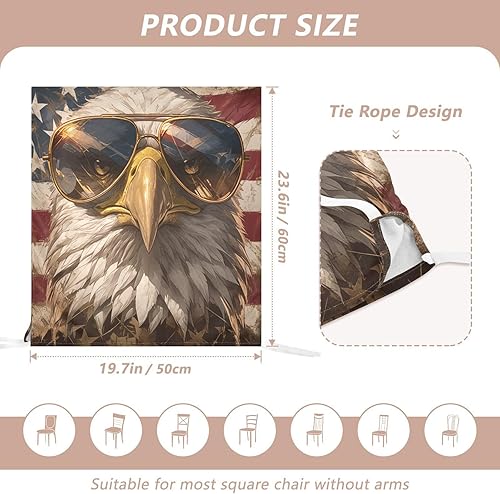 Miniatura 3 de Juego de 6 fundas decorativas para sillas de fiesta de cumpleaños, diseño de pájaro marrón para el 4 de julio, fundas de poliéster lavables para