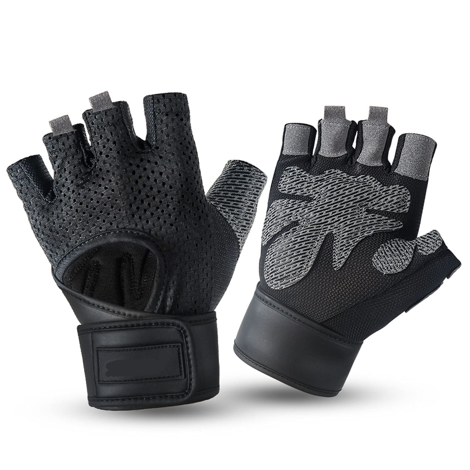 Guanti per sollevamento pesi per allenamento in palestra Protezione mezze dita Gper fitness Bodybuilding powerlifting Allenamento della forza Ciclismo ed esercizio (Color : Black, Size : XL)