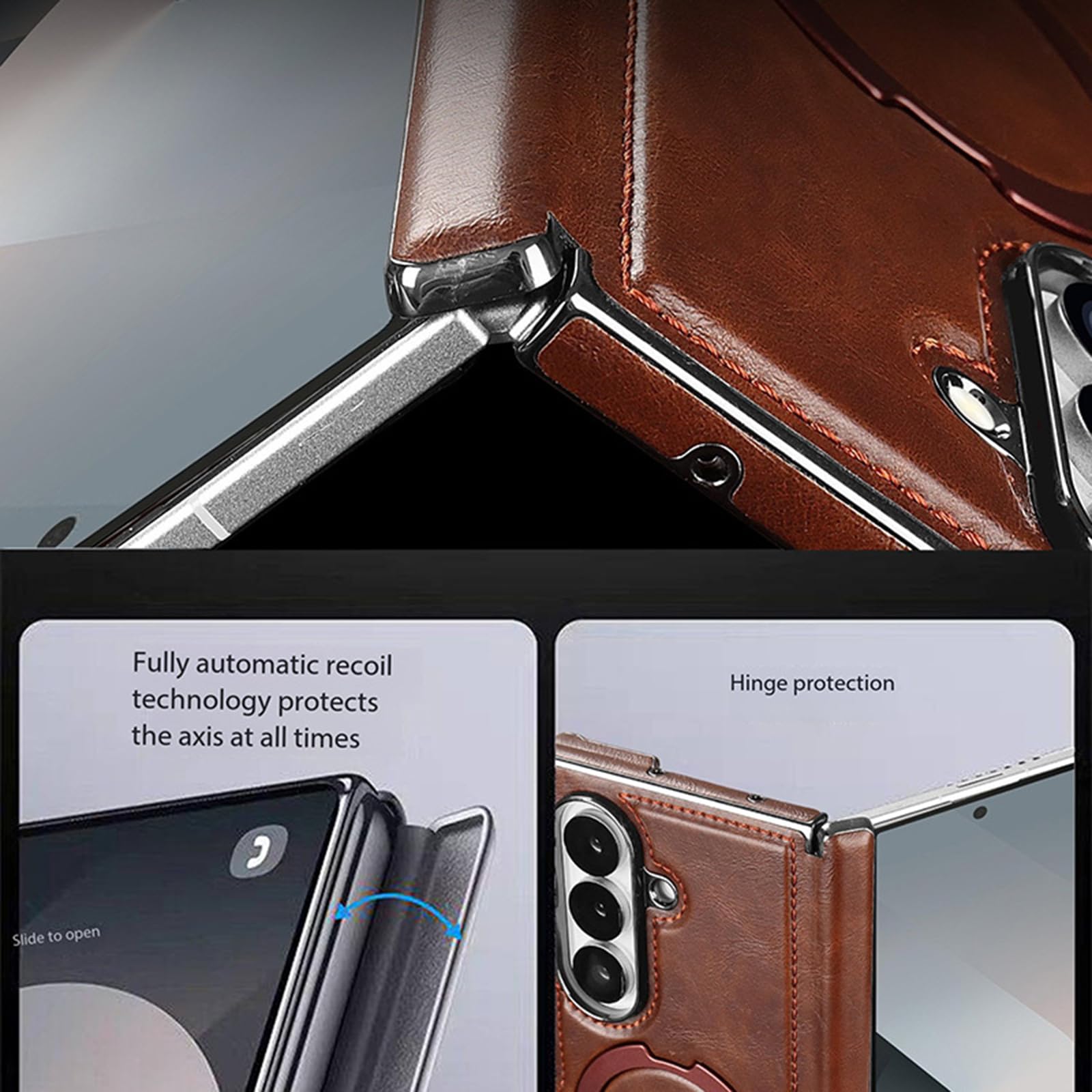 Magnetica Custodia per Samsung Galaxy Z Fold 8 Ultra, Galvanizzazione Pelle | Cerniera Protezione Cover con Rotabile Metallo Anello Supporto Ricarica Wireless Affari Caso,Rosso,Fold 8 Ultra