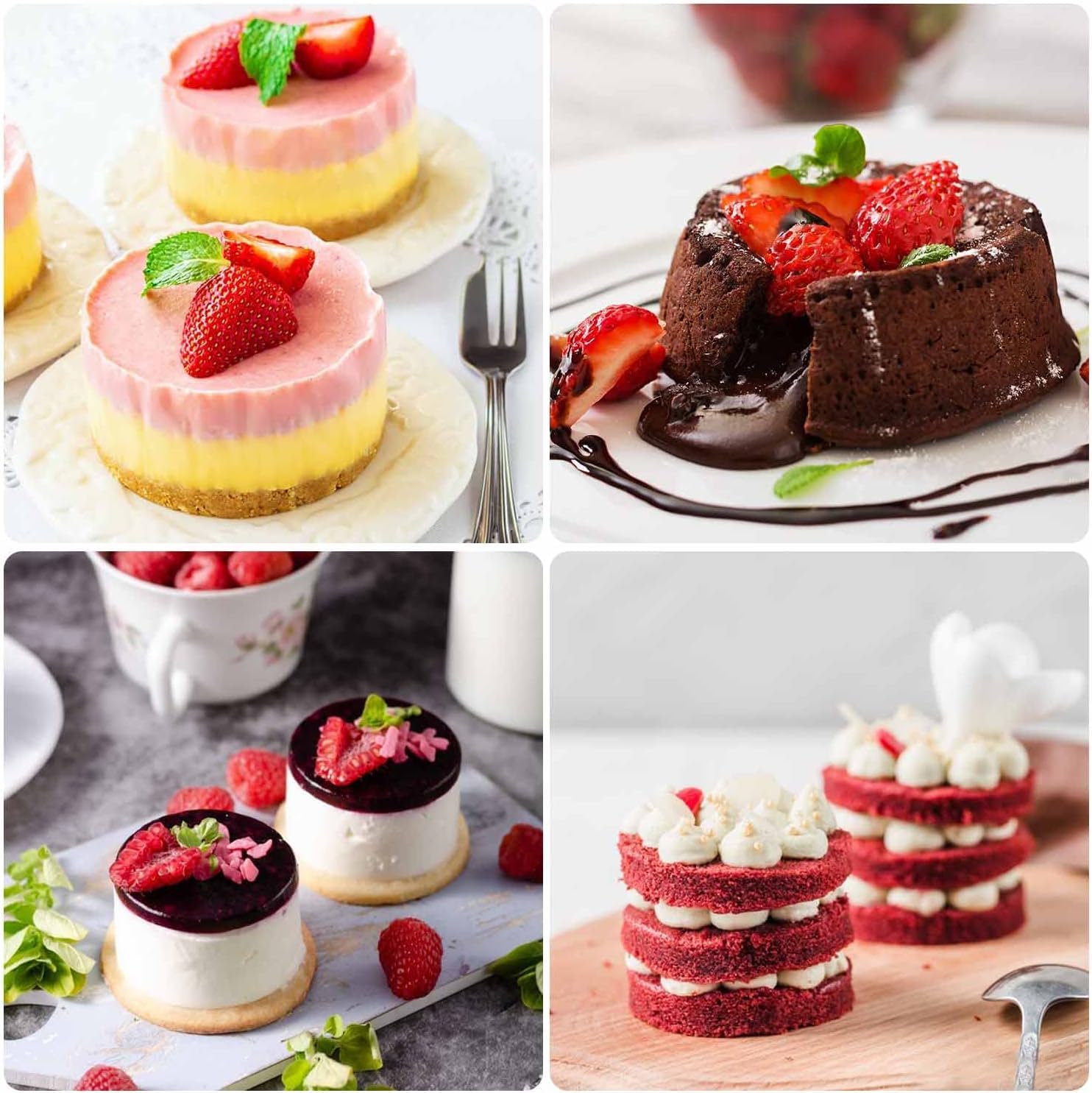 6 Anelli Da Dessert Quadrati - Acciaio Inox 8cm, Con Coperchio, Per Torte E Mousse - Foto 9