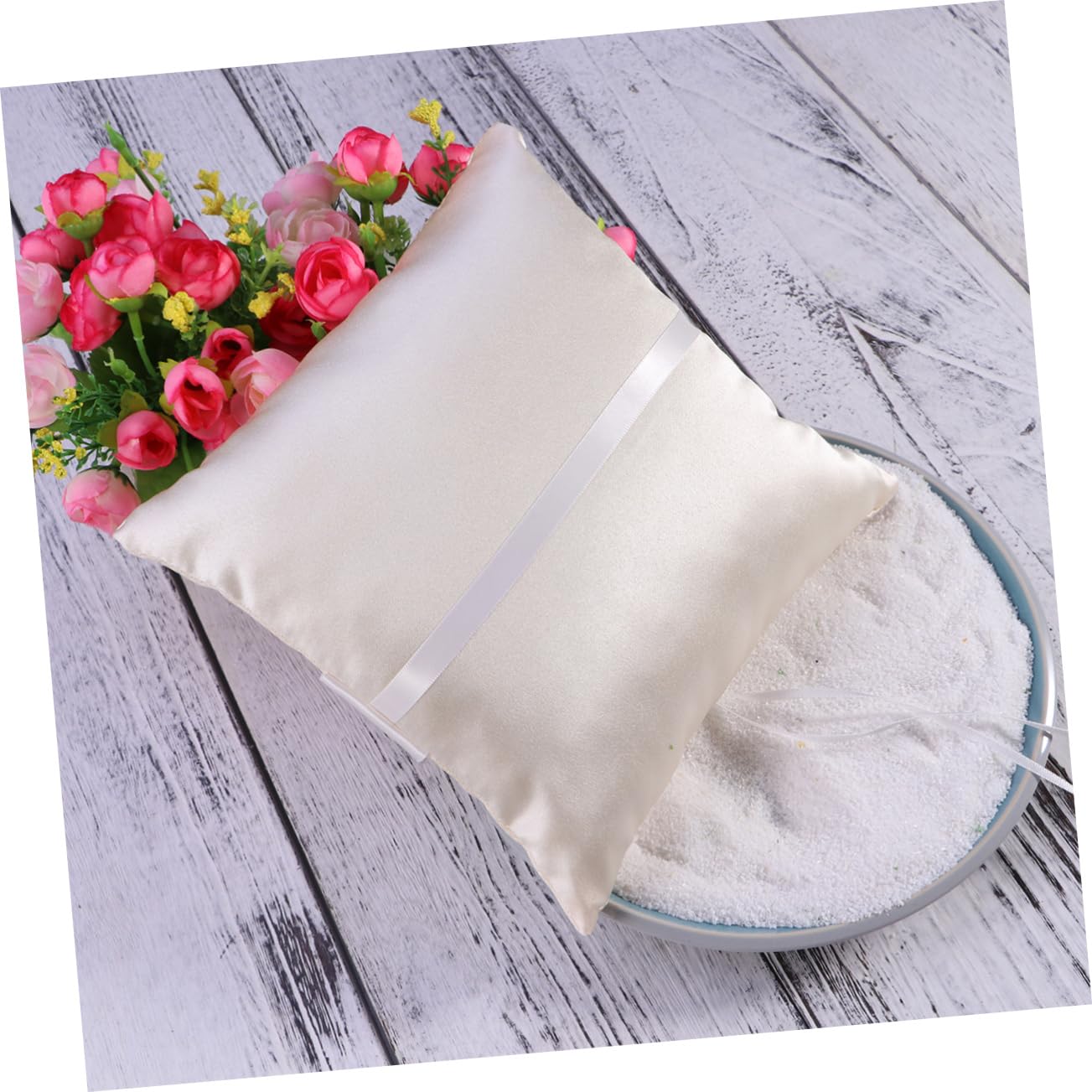 Alipis 3stücke Hochzeitsringkissen Mit Blumen Und Satinband Elegantes Ringträgerkissen Für Trauungen Und Verlobungen Weich Und Bequem Perfektes Accessoire Für Ihre Hochzeit