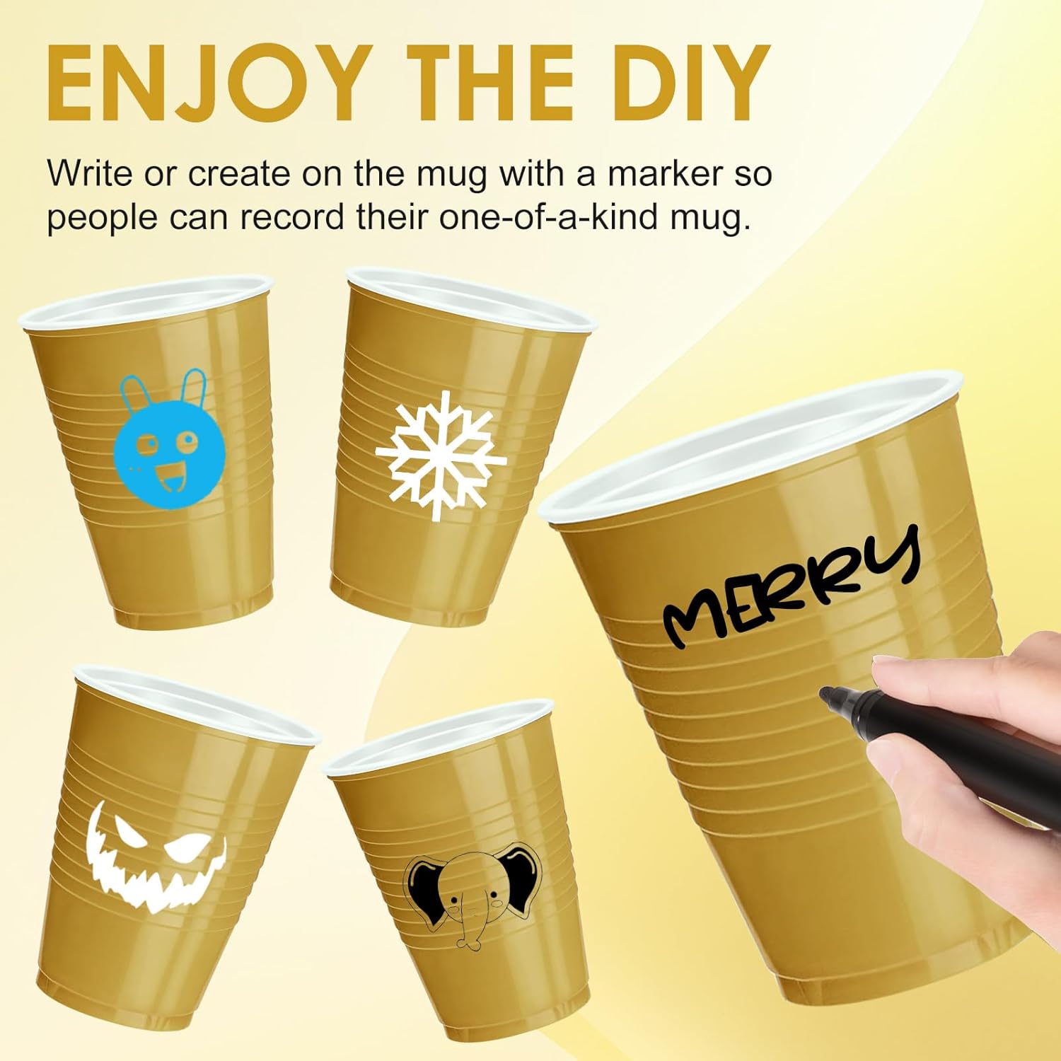 120 pcs 16 oz Gold plastic cups Happy New Year plastic Disposable Cups Gold Party Cups for drinking Tastings served Snacks Barbecues Picnics - Image 7