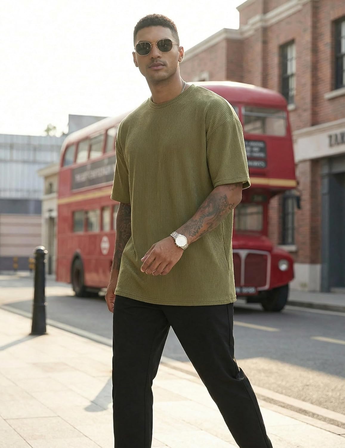 YawYews Men's Fashion Oversized Tshirts Casual Short Sleeve Crew Neck Solid Workout Tee Quick Dry Lightweight T-Shirt - Image 5