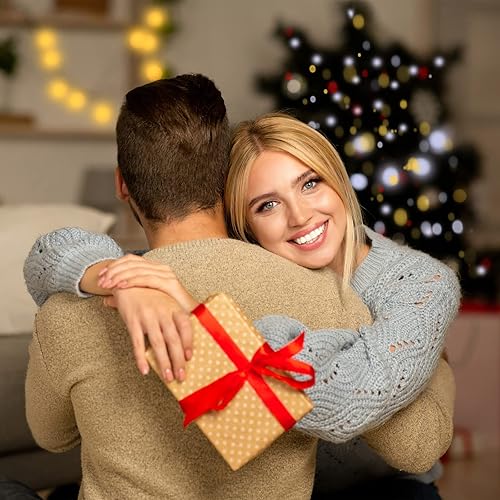 Miniatura 4 de Cintas de Navidad de 100 yardas, cinta dorada y plateada con purpurina de 3/8 pulgadas para envolver regalos, cinta de satén roja y verde para