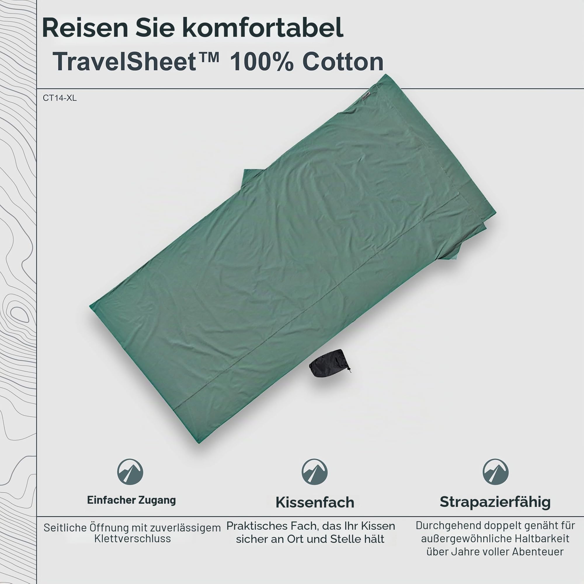Cocoon Reisedecke aus Baumwolle, Kaktusblau, 238 x 117 cm