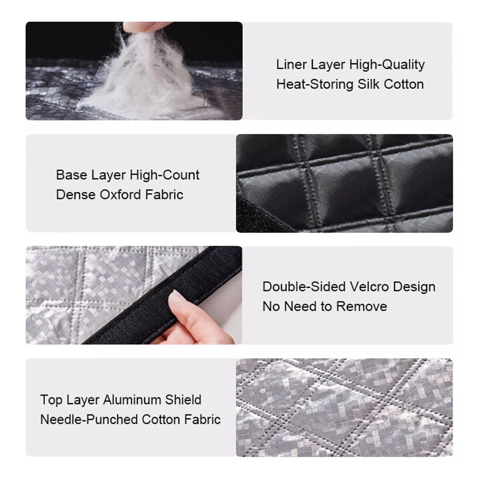 Kit de Aislamiento de Ventana Thermo Cover Oxford Cloth Cotton Layer Reutilizable a Prueba de Polvo y Frío para Hogar Oficina Balcony(4.6 * 3.3'-140 * 100cm)