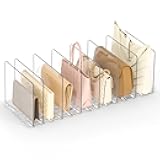 Bag Purse Organizer for Closet: Shelf Dividers Adjustable Acrylic Handbag Storage - Plastic Closet Organizers and Storage for Clutches - Keep Carteras & Pocketbook Upright
