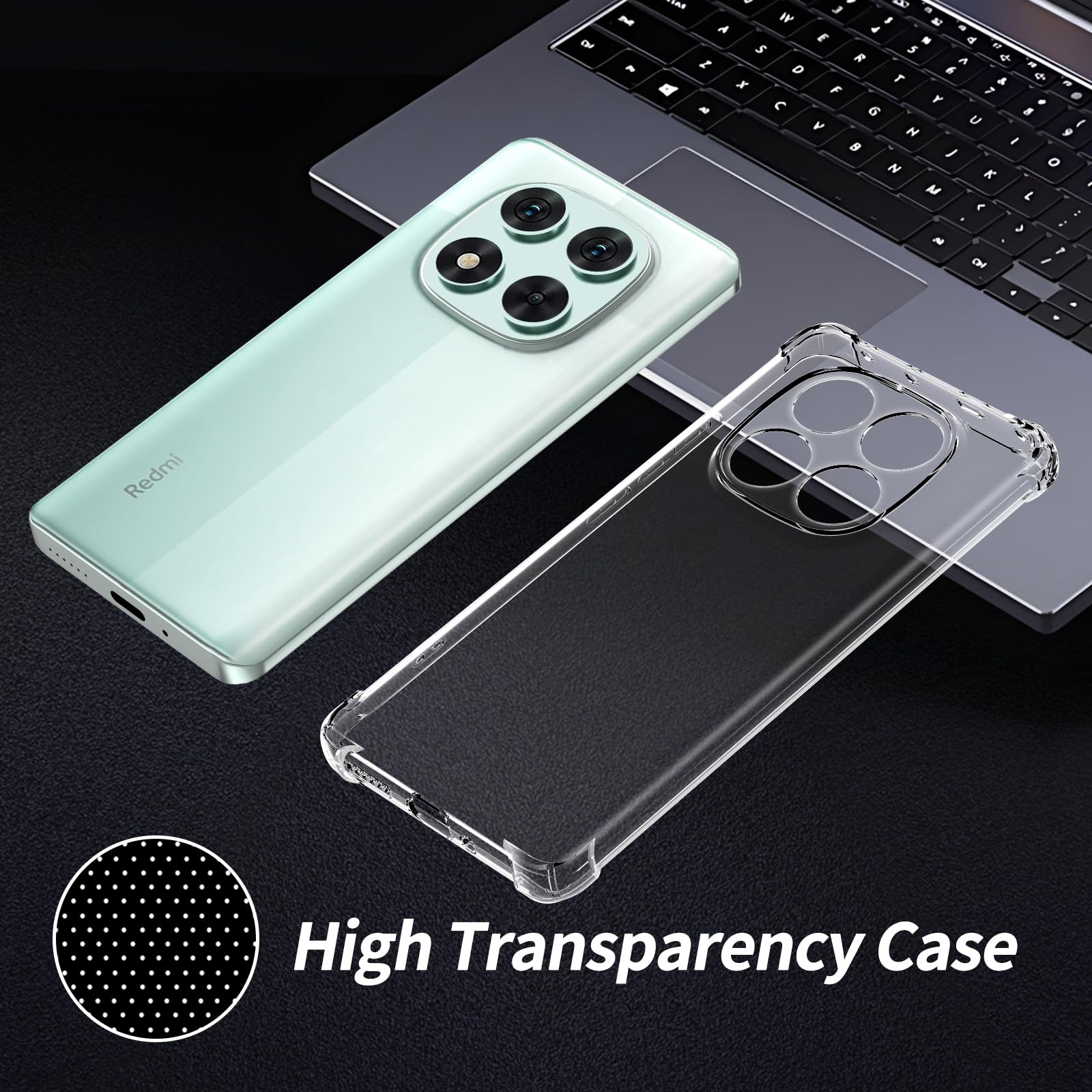 COPIKE Cover Antiurto per Xiaomi Redmi Note 14 Pro 5G e Protezione Fotocamera, Custodia Silicona Anti Graffio TPU Sottile, Trasparente