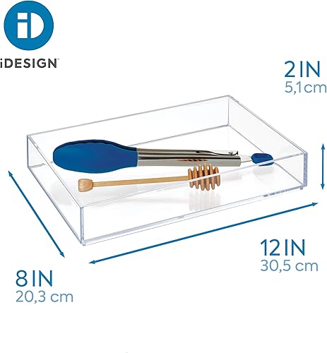 Miniatura 9 de iDesign Clarity Organizador de cajones de cocina para cubiertos, espátulas, gadgets - mediano, 8 x 8 x 2 pulgadas, transparente (paquete de 2)
