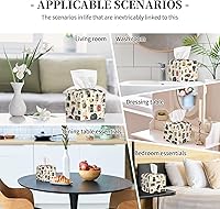 Vista 6 de Decorative Tissue Box Cover Square - Retro Camera Print Leather Cube Tissue Box Holder Paper Case, Organizer Dispenser for Modern Home &