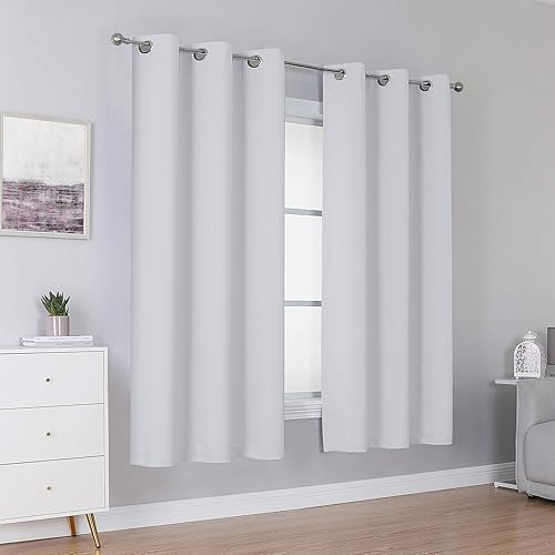 Miniatura 2 de DUALIFE Cortinas blancas grisáceas para dormitorio con ojales de 72 pulgadas de largo, paneles para dormitorio de niños, aislamiento térmico, Blanco