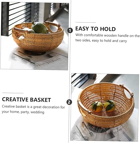 Miniatura 3 de Alipis Bandeja de plástico para frutas, cesta de frutas tejida, cesta de pan de mimbre, cesta de almacenamiento de ratán, bandeja de plástico,