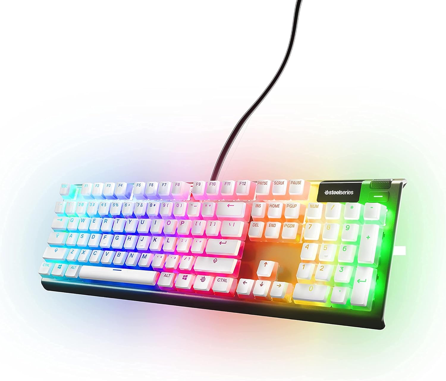 SteelSeries PRISMCAPS - Double Shot Pudding-Style Keycaps - Durable PBT Thermoplastic - Compatible with a Wide Range of Mechanical Keyboards - White (Renewed)