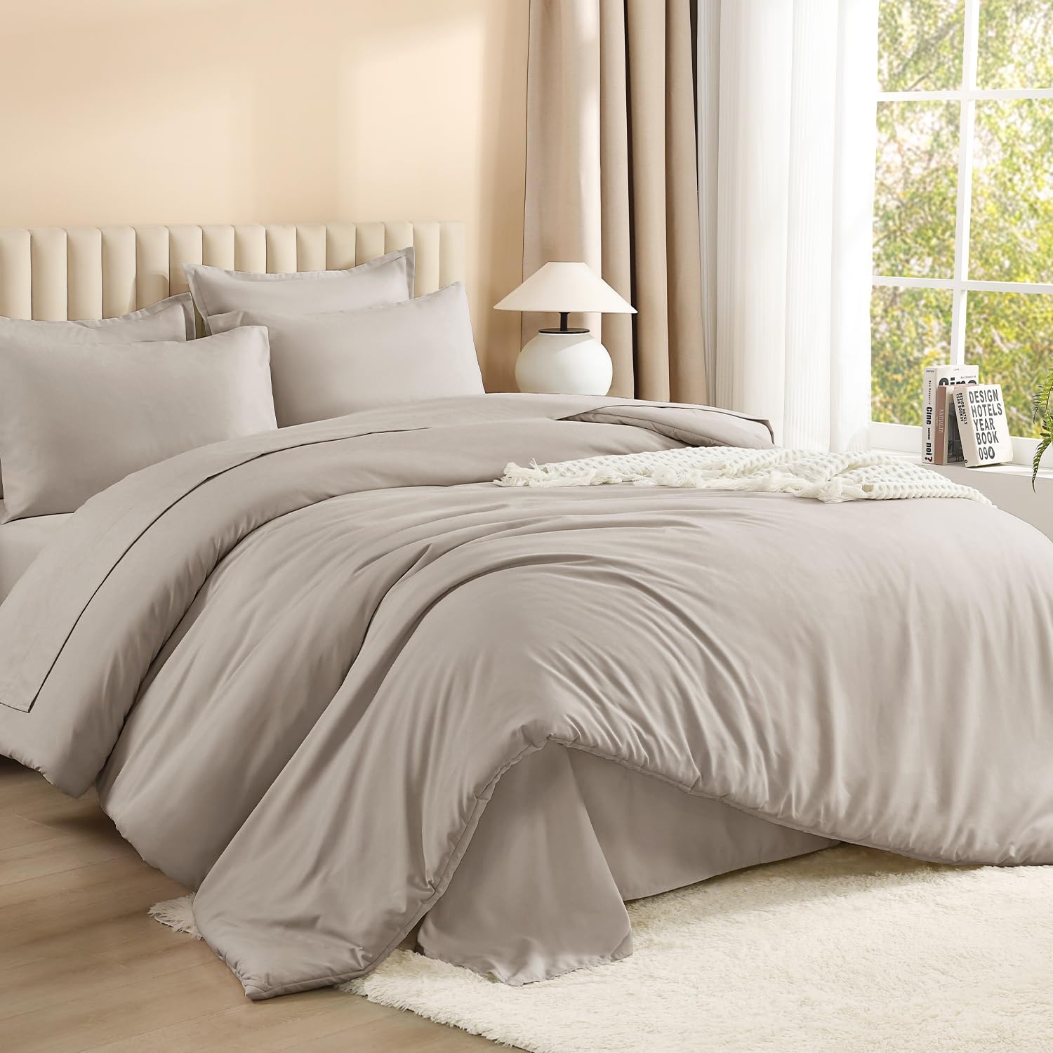 Litanika King Size Comforter Set Linen Grey - 7 Pieces