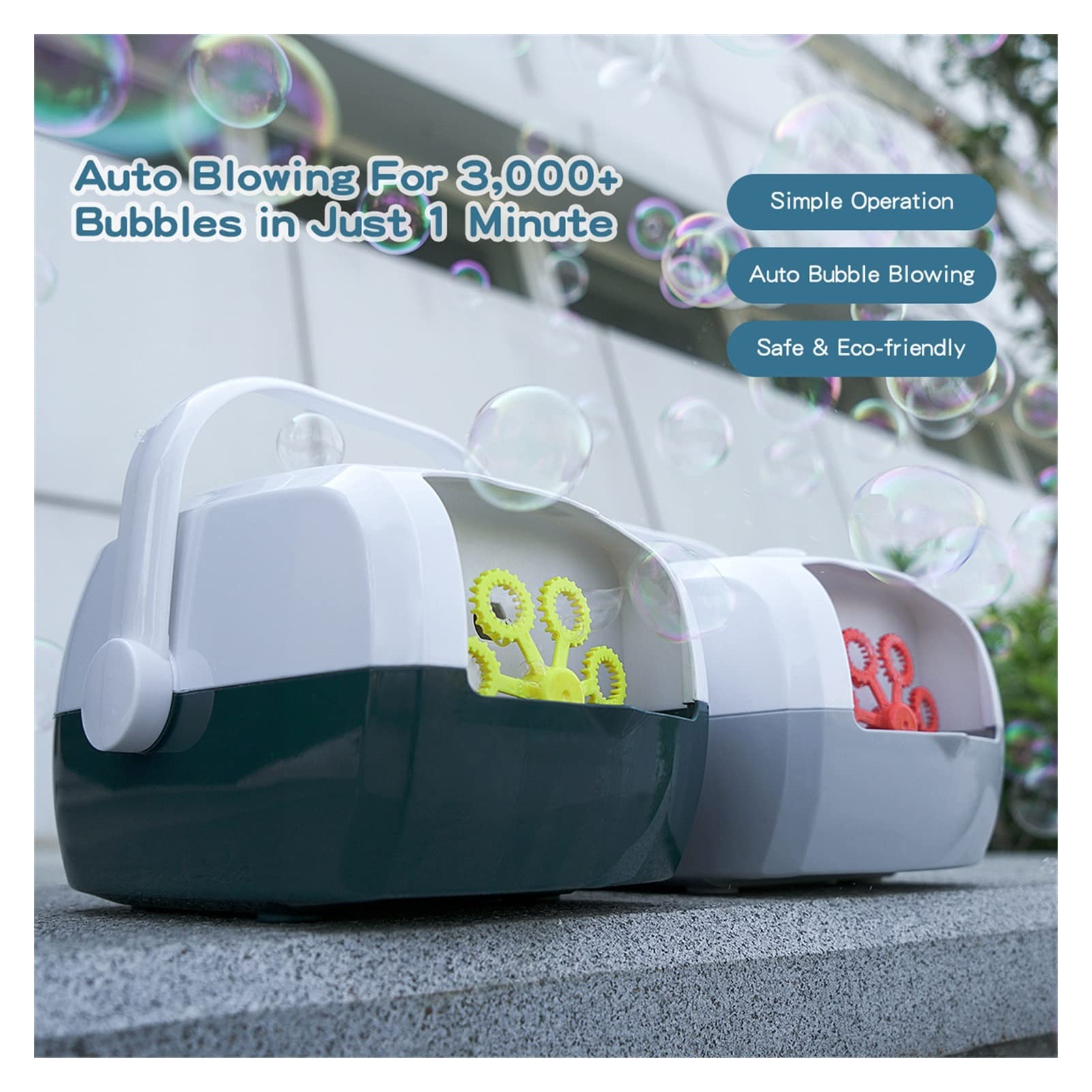 Seifenblasenmaschine Tragbare Bubble Makersuitcase Automatische Bubble Machine One-Click-Blase-Blase-Kinderblasen-Spielzeug-Hochzeitsbühne Blasen für Hochzeiten