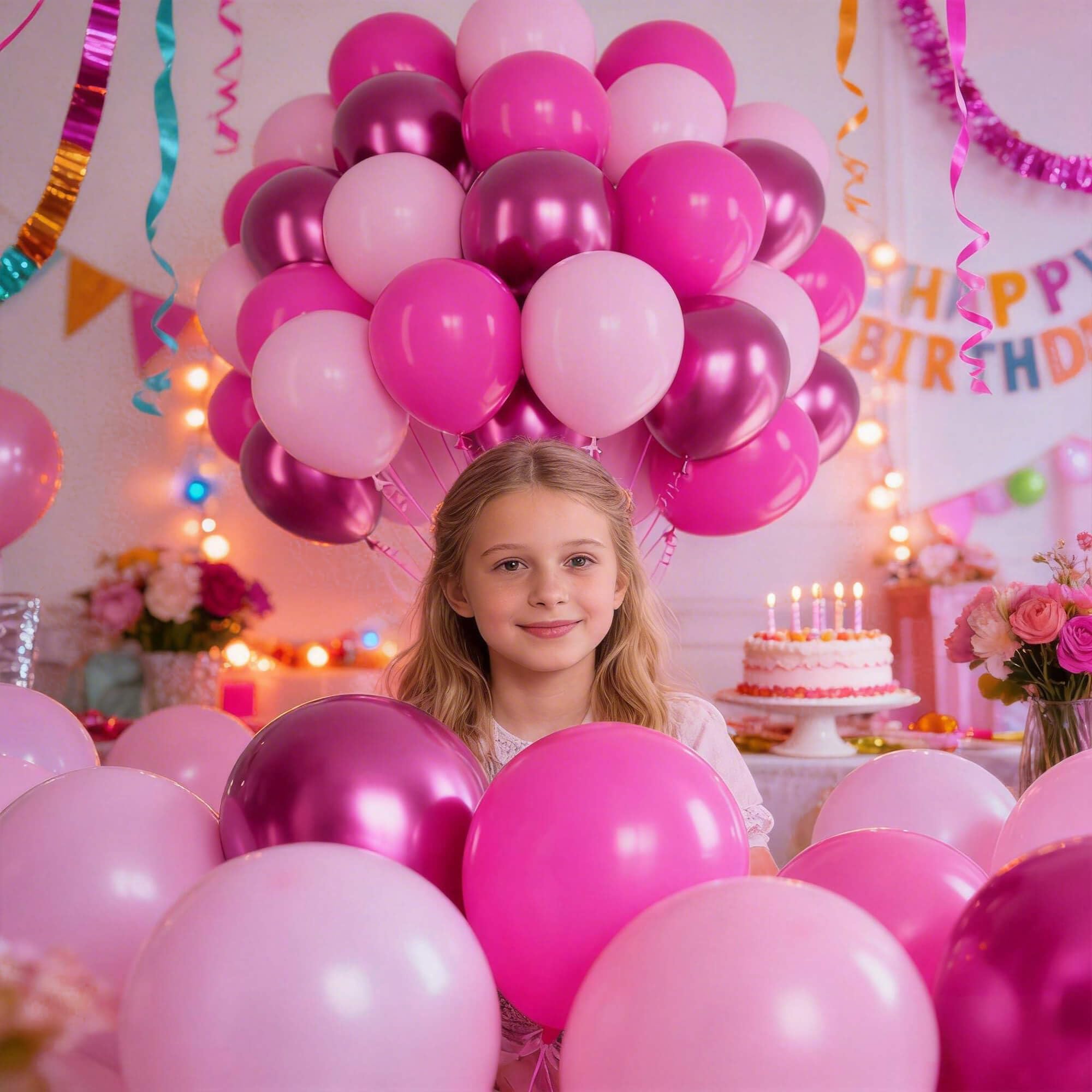 Różowe balony metaliczne, 60 szt. 30 cm różowy balon lateksowy i ciemnomagenta balony na urodziny, baby shower, dekoracje imprezowe księżniczki