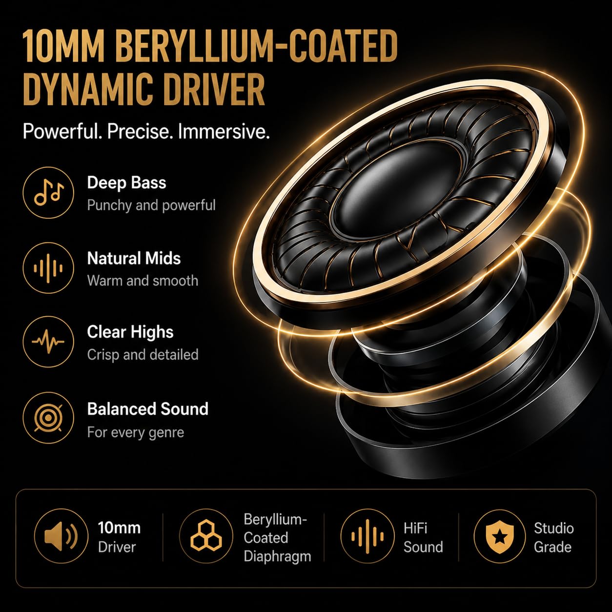 Cuffie Hi-Fi con cavo in-ear, auricolari IEM con cavo staccabile, design ergonomico con isolamento acustico, auricolari da 3,5 mm, suono chiaro per musica, giochi, monitoraggio studio e