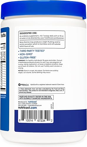 Miniatura 4 de Nutricost Pre-entrenamiento sin estimulaciones, 30 porciones (frambuesa azul) - Sin cafeína, sin estimulantes, sin OMG, sin gluten
