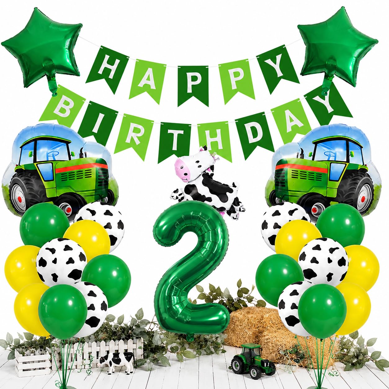 Kit di palloncini decorativi per 2° compleanno, trattore agricolo