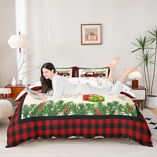 Vista 78 de Juego de funda de edredón rosa de Navidad para niñas, tamaño matrimonial, lindo juego de ropa de cama de dibujos animados de pingüino de Papá Noel