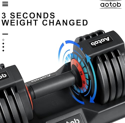 Miniatura 2 de AOTOB Juego de mancuernas ajustables de 25 libras (par) con mango giratorio antideslizante de ajuste rápido, juegos para hombres y mujeres, par de