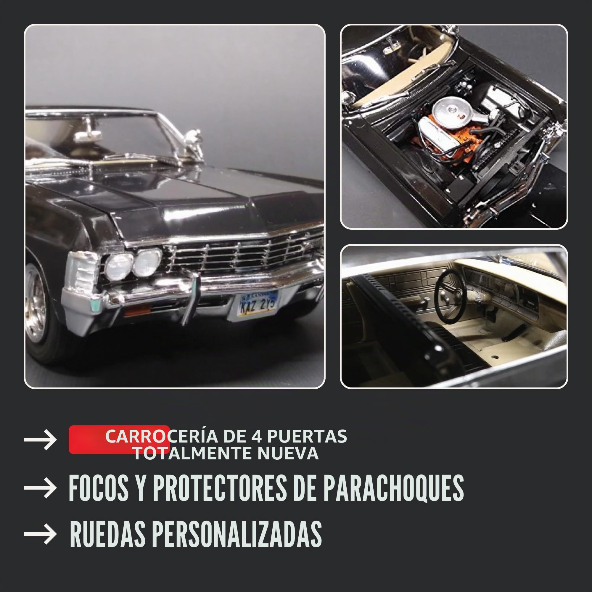 AMT Ertl 1967 Chevy Impala - Cazador nocturno de 4 puertas, AMT1124, multicolor