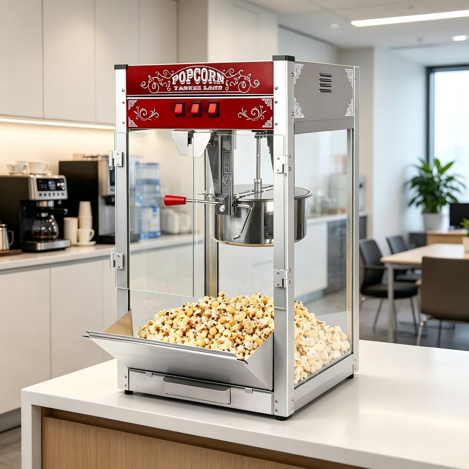 18 oz Commercial Popcorn Machine, Countertop Retro Style Popper, Red