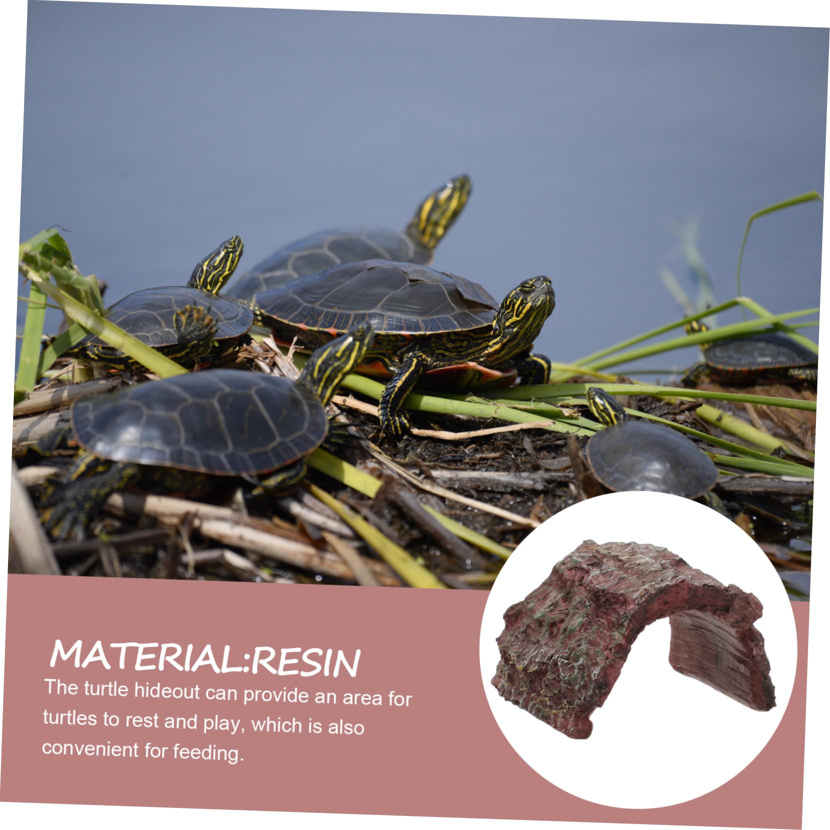 Levemolo Simulation Reptile Cave Turtle Habitat Basking Platform Bearded Dragon Tank Decoration Reptile Hide