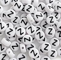 Vista 35 de 100 cuentas de letras blancas redondas de acrílico del alfabeto, cuentas de la letra L, para hacer joyas, pulseras, collares, llaveros, bricolaje