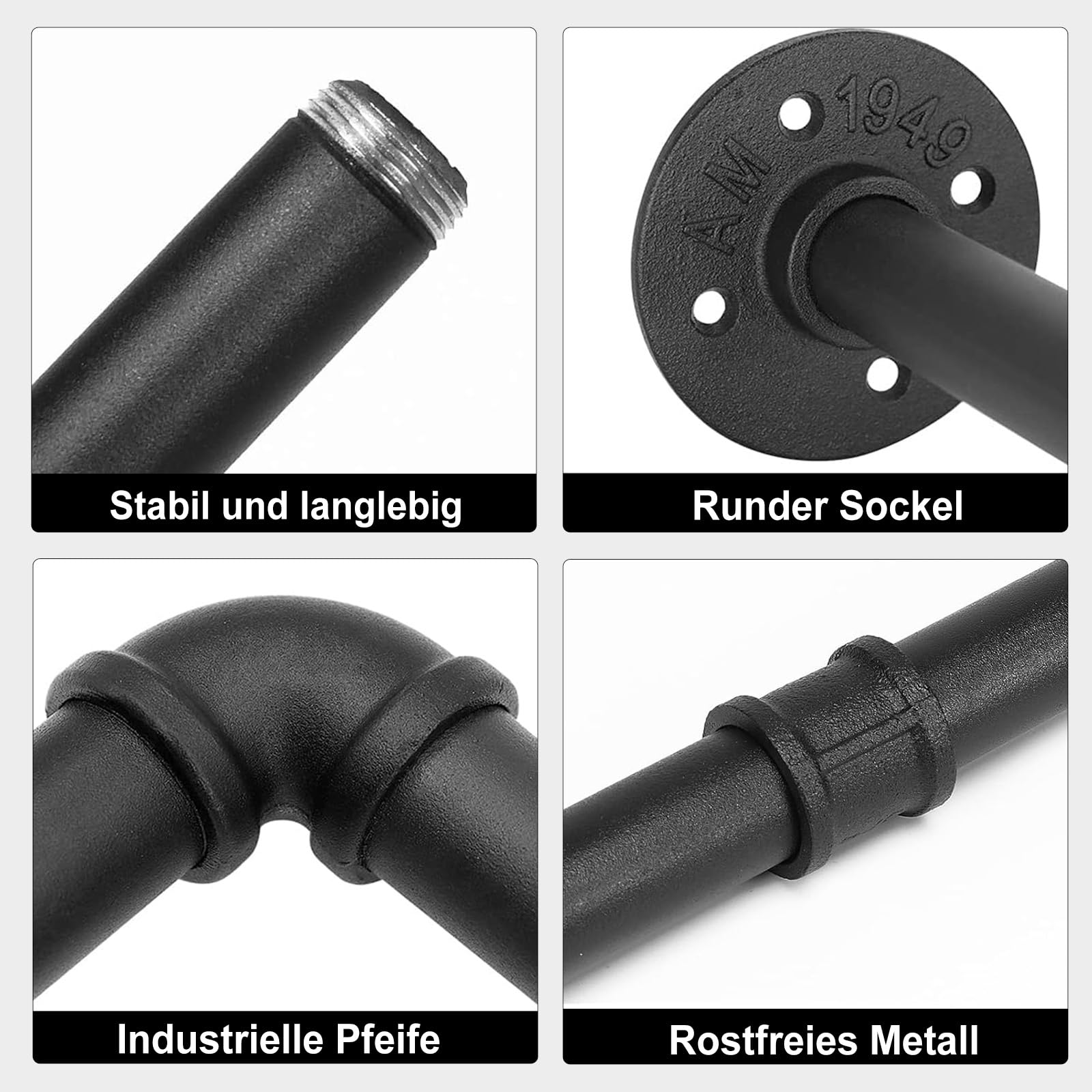 Kleiderstangen für die Wand, Industrielle Kleiderstange Wandmontage, 92 cm Strapazierfähige Kleiderstangen – Garderobenstange Wandmontage aus Metall für Zuhause, Geschäfte und Kleiderschränke