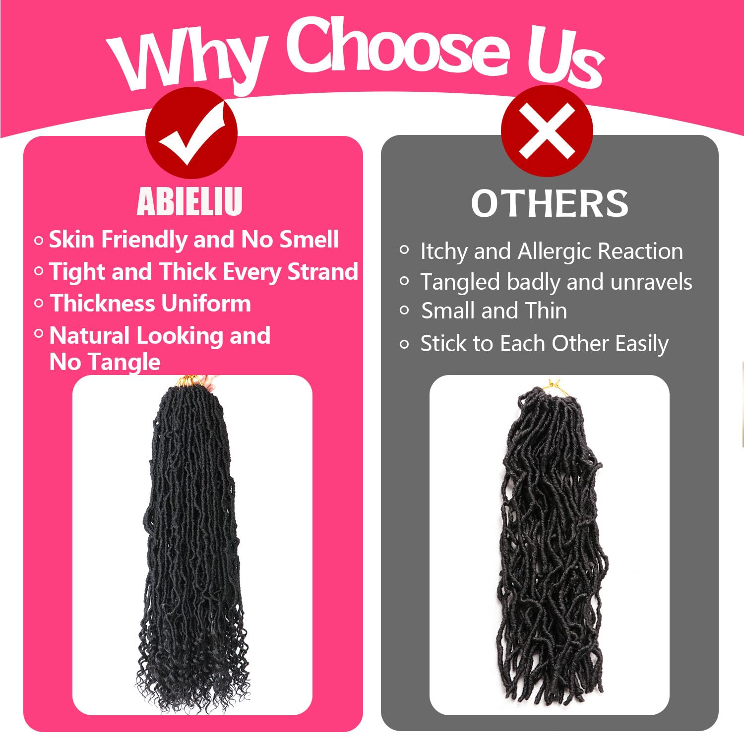 Faux Locs Crochet Hair-Soft Locs Crochet Braids Hair Extensions Goddess Braids Extensions Hair (#1B, 36 Inch (Pack of 8)) - Image 4