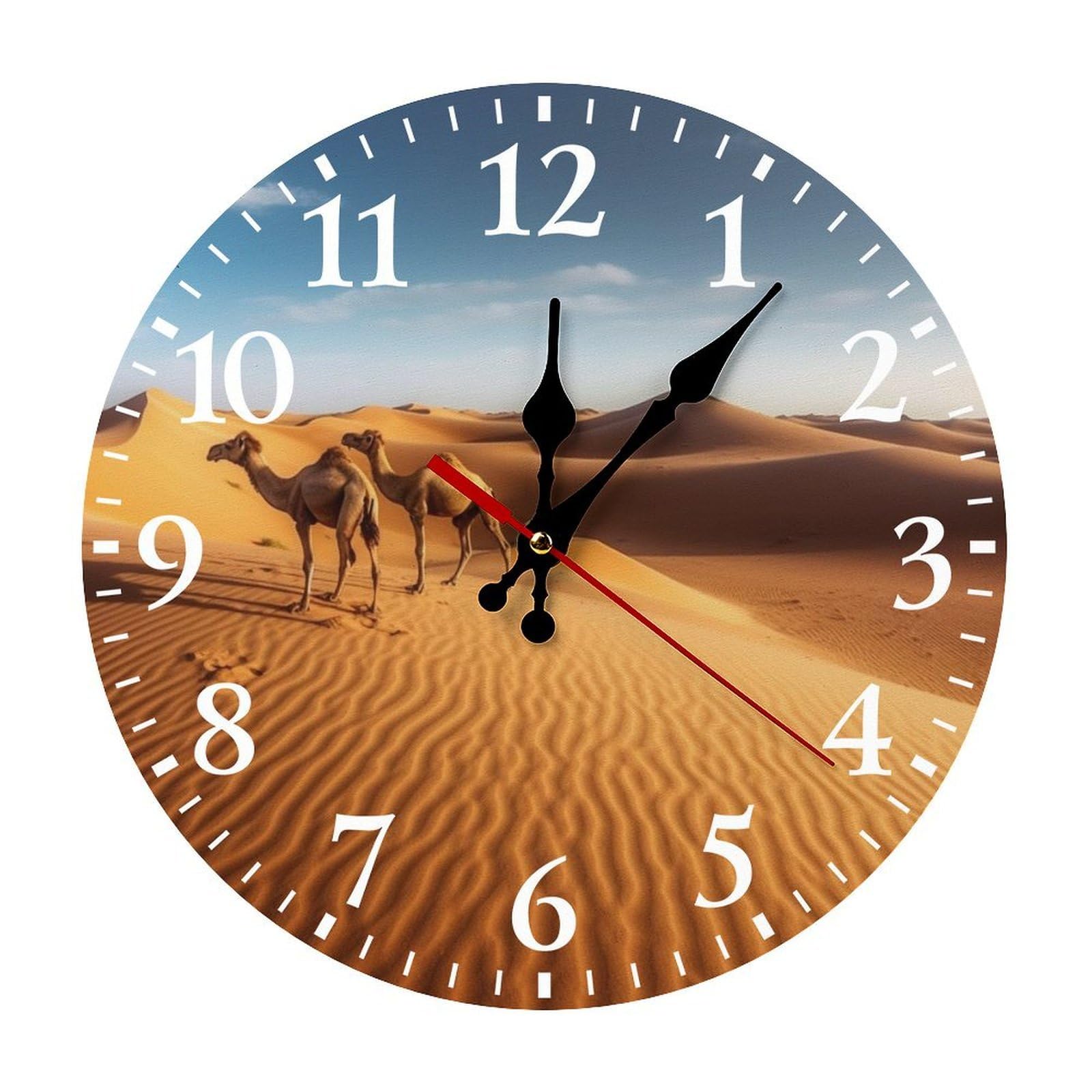 NTVOWPZO 10 Inch Wall Clock Sand Dunes in The Sahara Desert Battery Operated Wall Clocks Silent Non-Ticking Round Wall Clock for Living Room Kitchen Home Office Wall Decorative Clock