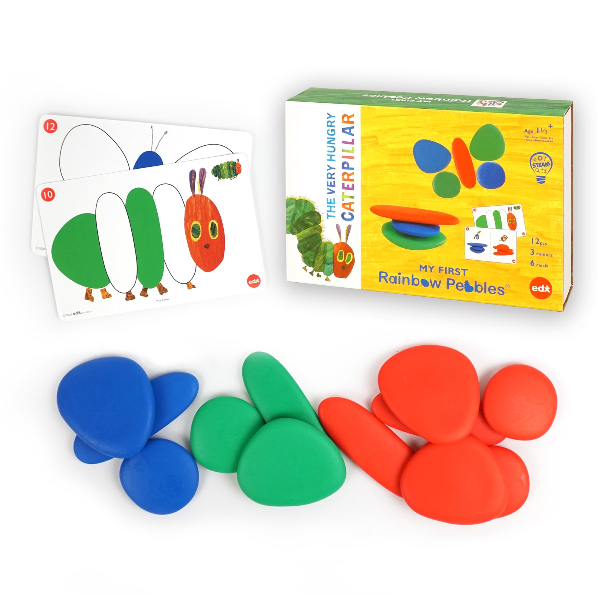 Busy Play The Very Hungry Caterpillar My First Rainbow Pebbles® Sorting Stones – Toddler Educational Toy for Colour Sorting, Stacking & Counting | Fine Motor Skills Development | 18 Months+