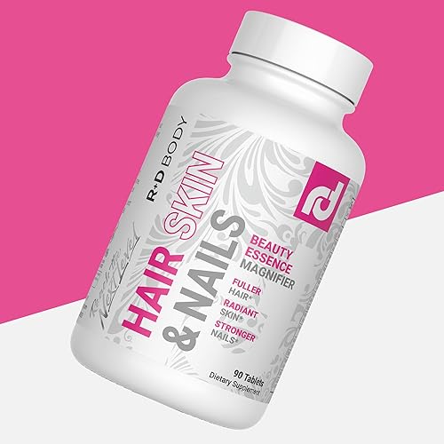 R+D Body Fórmula premium para cabello, piel y uñas mezcla avanzada de nutrientes con biotina, colágeno y queratina, soporte antioxidante, promueve