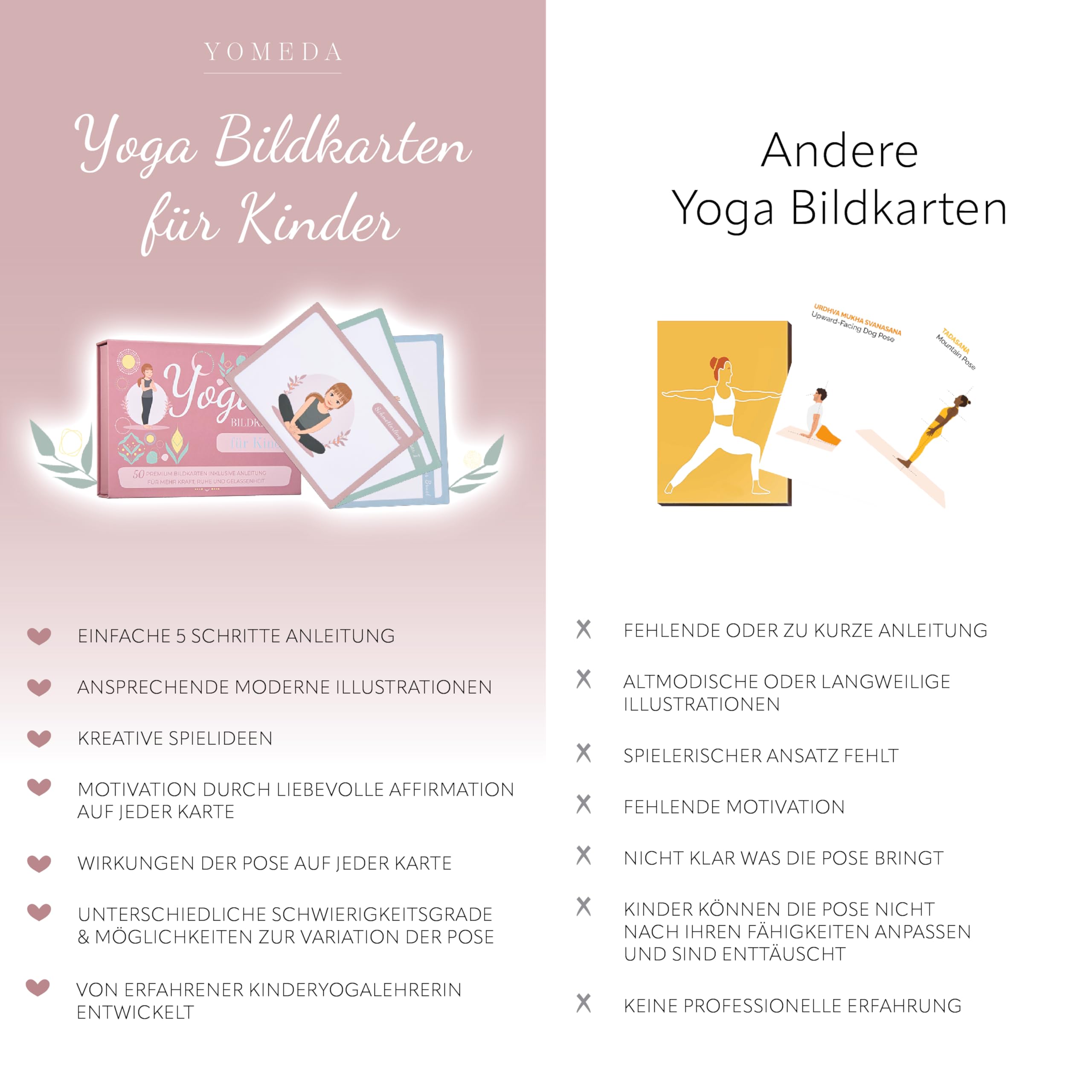 Kinderyoga Bildkarten – 50 hochwertige Yoga Karten für Kinder mit Anleitungen – Fördert Konzentration, Bewegung & Achtsamkeit – Ideal für Zuhause, Schule & Therapie [Pädagogisch Wertvoll]