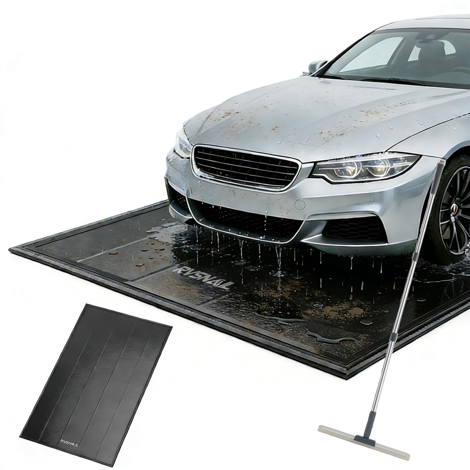 Photo 1 of ***** AS IS ALL SALES FINAL NO RETURNS****RVSNAIL Garage Floor Mat, 7'9''x16' Heavy Duty 1.2inch Thick Containment Mats, Waterproof PVC Matwith High Elastic Sponge Column, Non-Slip Surface, Parking Mat with a Squeegee