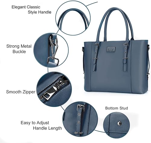 Miniatura 3 de MOSISO - Bolso de piel sintética para laptop, azul, 15.6 pulgadas