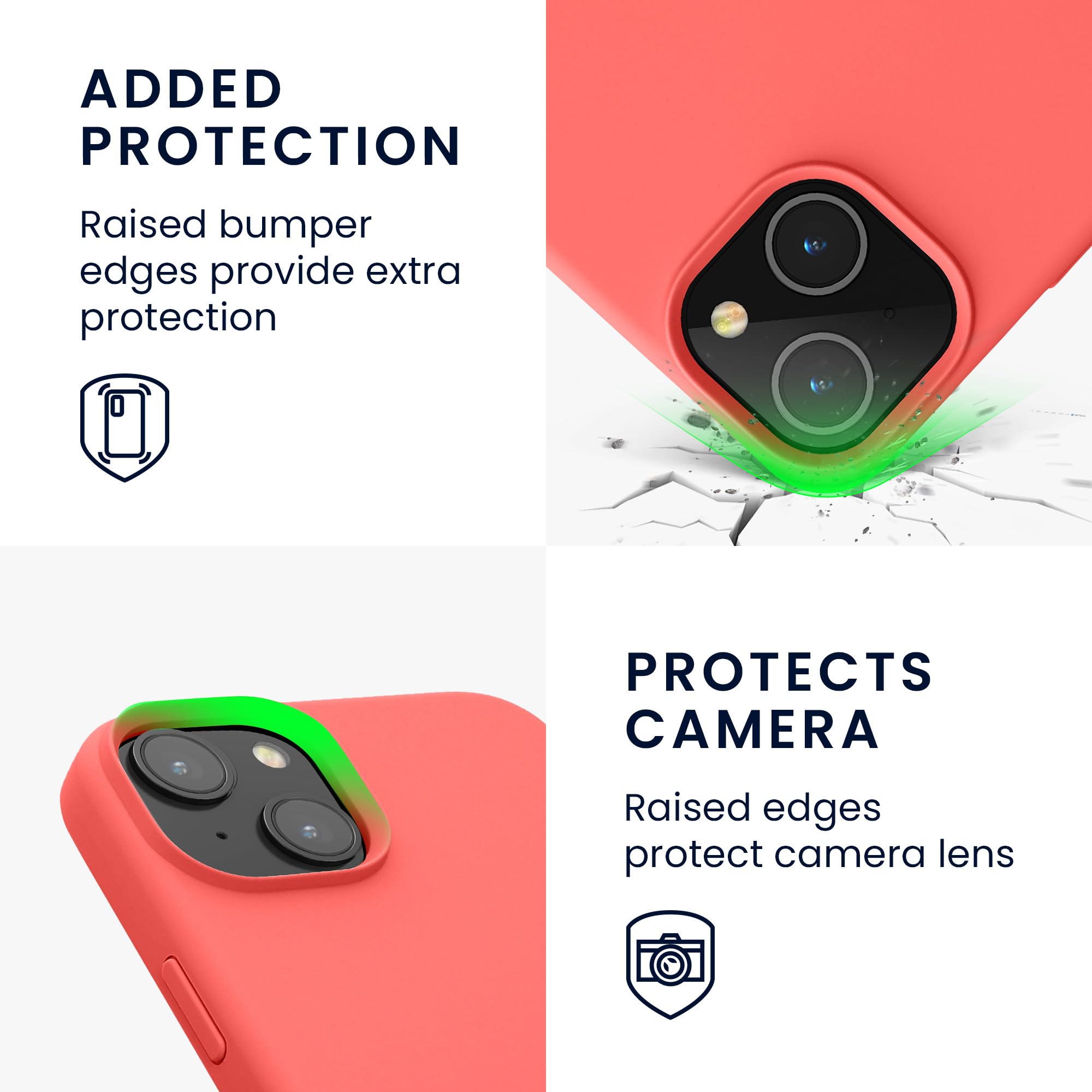 kwmobile Case for iPhone 15 Plus Case - Soft TPU Silicone Cover - Neon Coral - Image 3