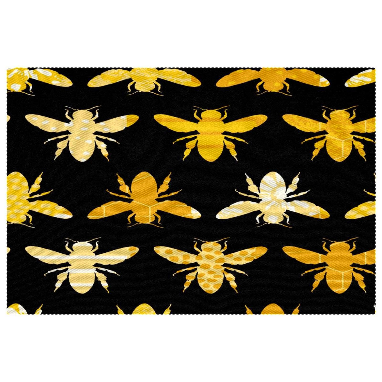 Set de table abeille jaune facile à nettoyer pour supprimer les corvées de nappe après le repas