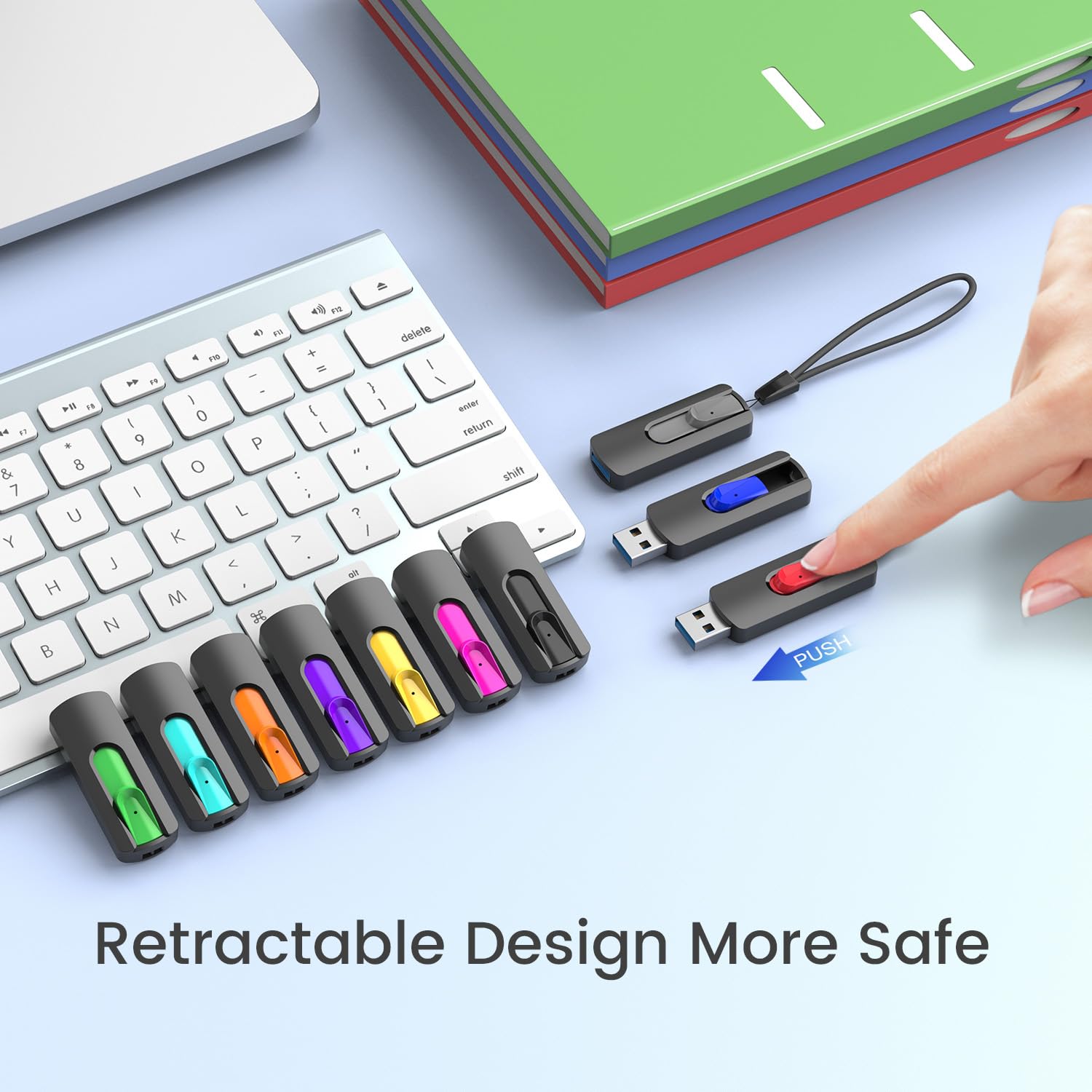 Vansuny Chiavette USB 64GB 5 Pezzi Pendrive Unità Flash 64 Giga Memoria USB2.0 per Laptop PC Desktop, Pennette USB Portatile Colorato Confezione da 5 Stick con Design Retrattile