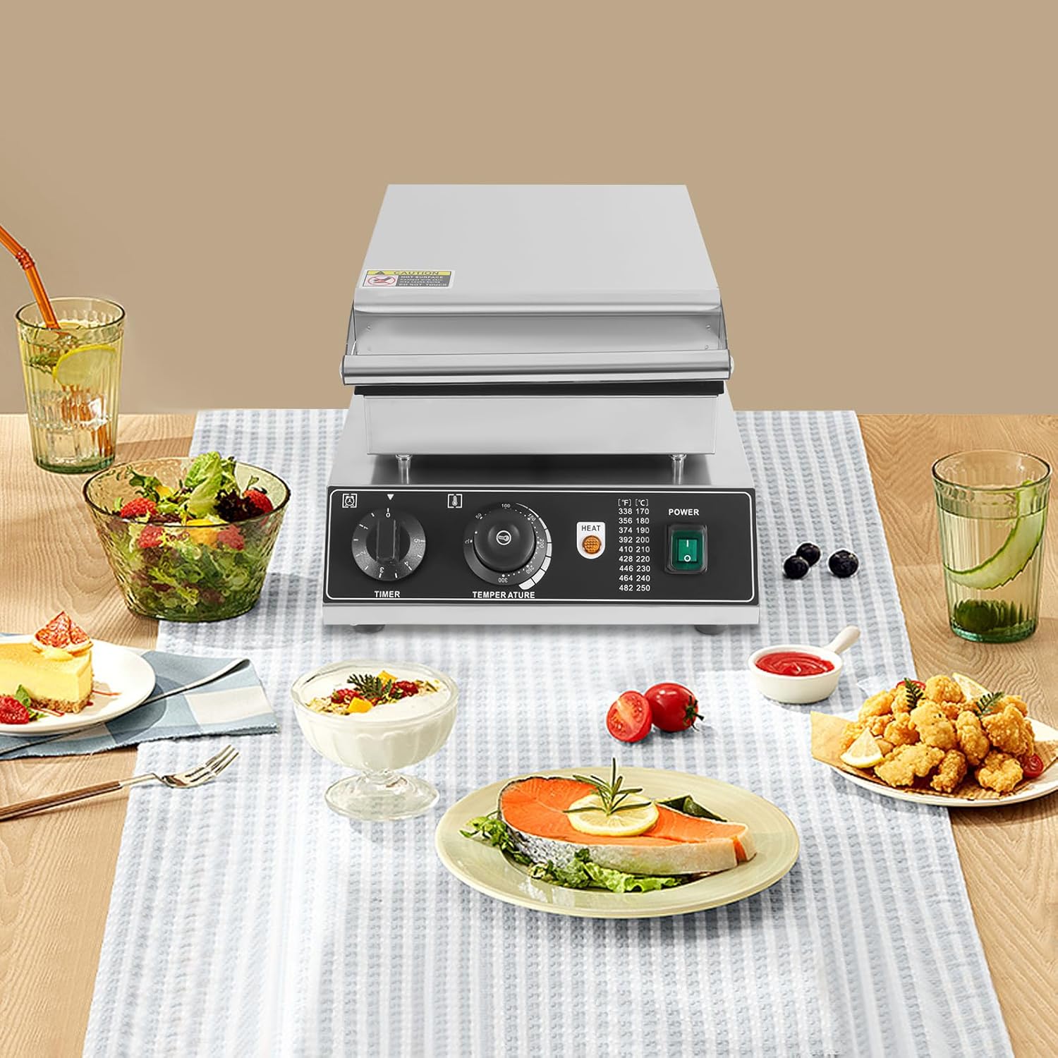 1750W Electric Egg Roll Machine, Nonstick Desktop Maker for Stroopwafel, Ice Cream Cones & Crisps - Adjustable Temperature 50-300℃, 110V Indoor Cooking Appliance