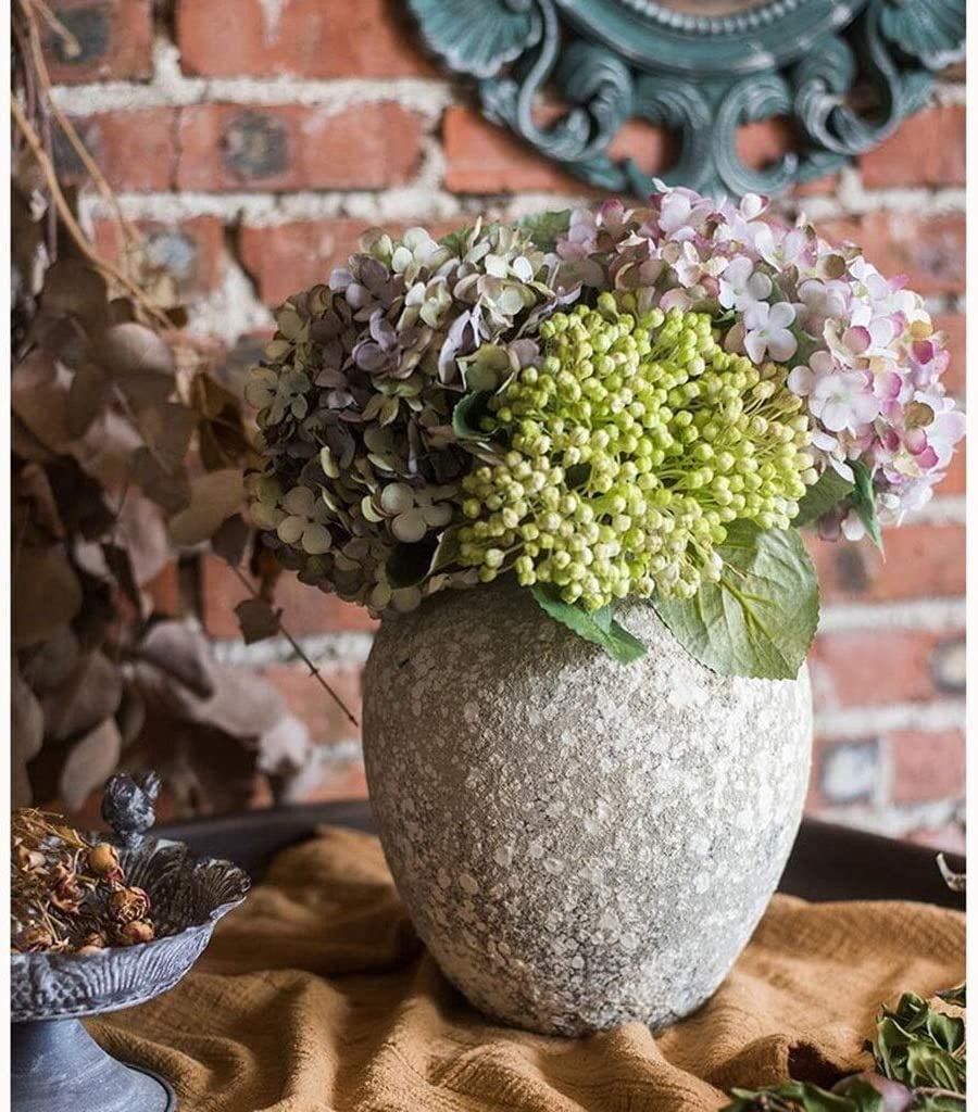 Jarrón de escritorio, jarrón de suelo retro para el hogar, jarrón moderno con flores secas, adornos decorativos, macetas de barro retro, cerámica de piedra hecha a mano, decoración para sala de estar